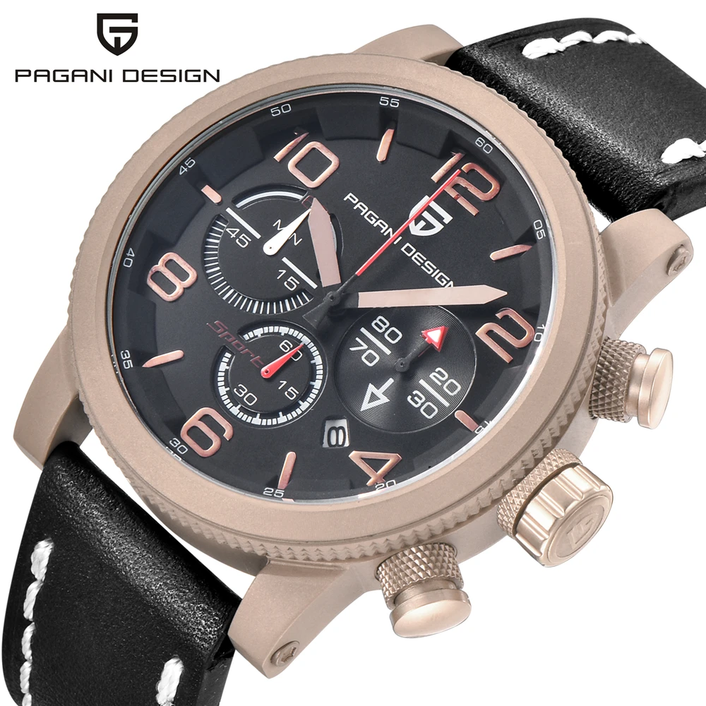 Relogio Masculino Pagani Brand watch Men fashion casual Sport Quartz Watches Men Dive 30M Genuine Leather Wristwatches man clock