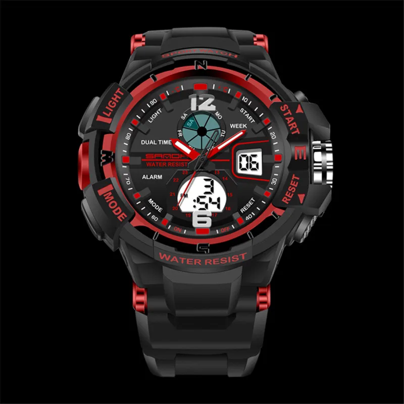 

Men watch Wrist Fashion Analog Quartz New Sport Waterproof LCD Digital Date Alarm Watches reloj deportivo hombre A1