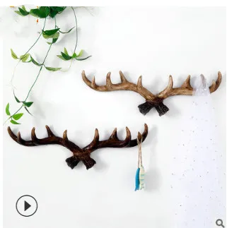 

American rural deer horn wall hanger retro creative wall decoration living room porch clothing store wall hanging