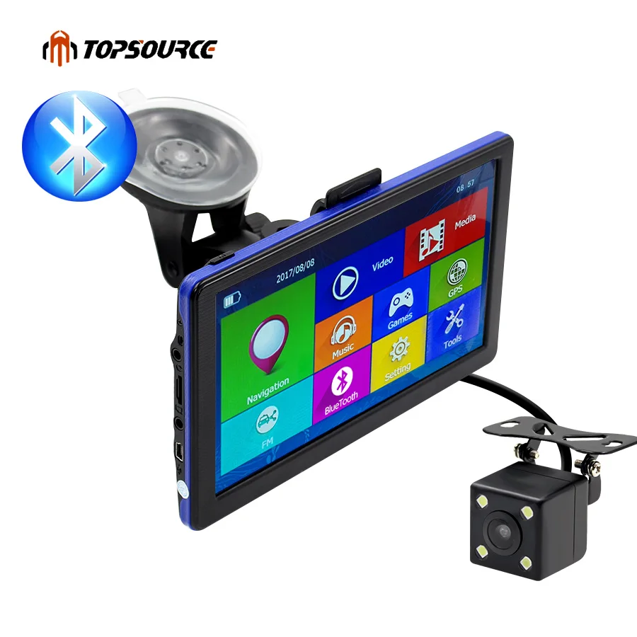 

TOPSOURCE 7'' Truck Vehicle Car GPS Navigation Win CE 6.0 8GB AVIN Bluetooth Capacitive screen GPS Navigator Navitel RUSSIAN Map