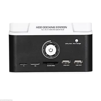 

HDD Docking Station 2.5 3.5 inch SATA Dual USB Clone Hard Drive Card Reader HUB, US PLUG