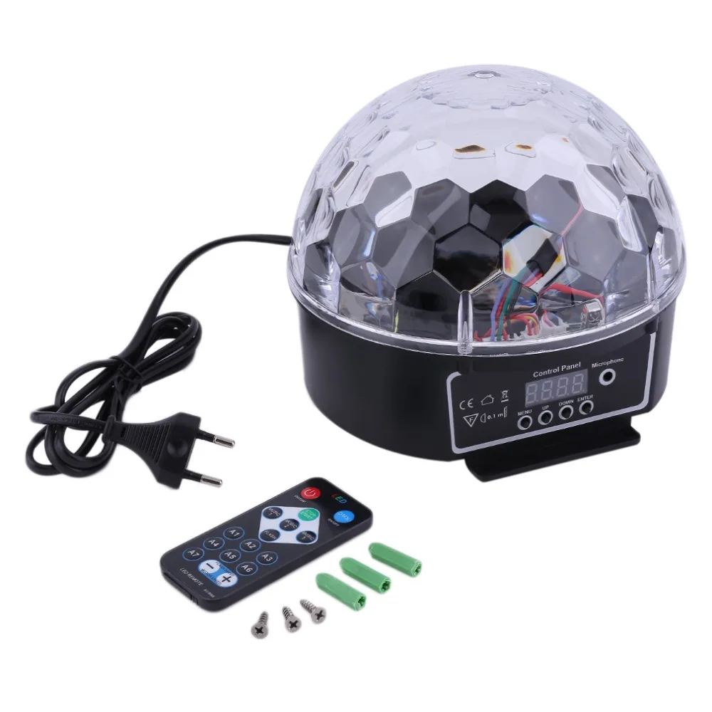

ICOCO 18W Sound Control Stage Light 6 Colors LED Magic Crystal Ball Lamp Disco Light Laser Wedding Party Lamp EU Plug