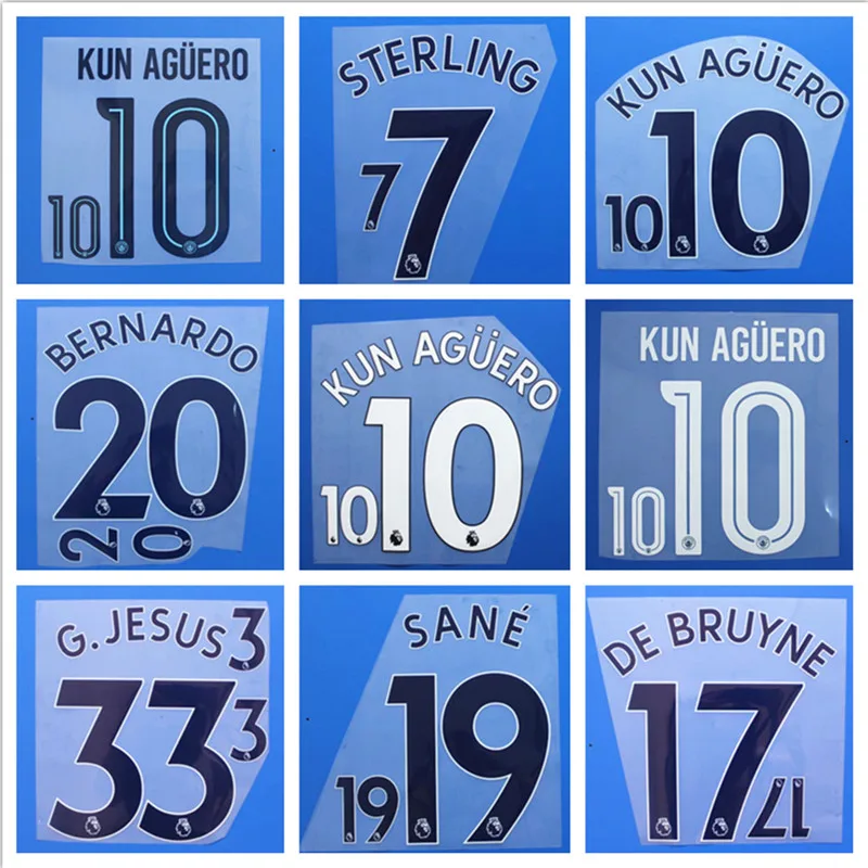

2017-18-19 MAHREZ DE BRUYNE AGUERO STERLING SANE BERNARDO KOMPANY Customize Player Printing Font, Hot stamping Patches Badges