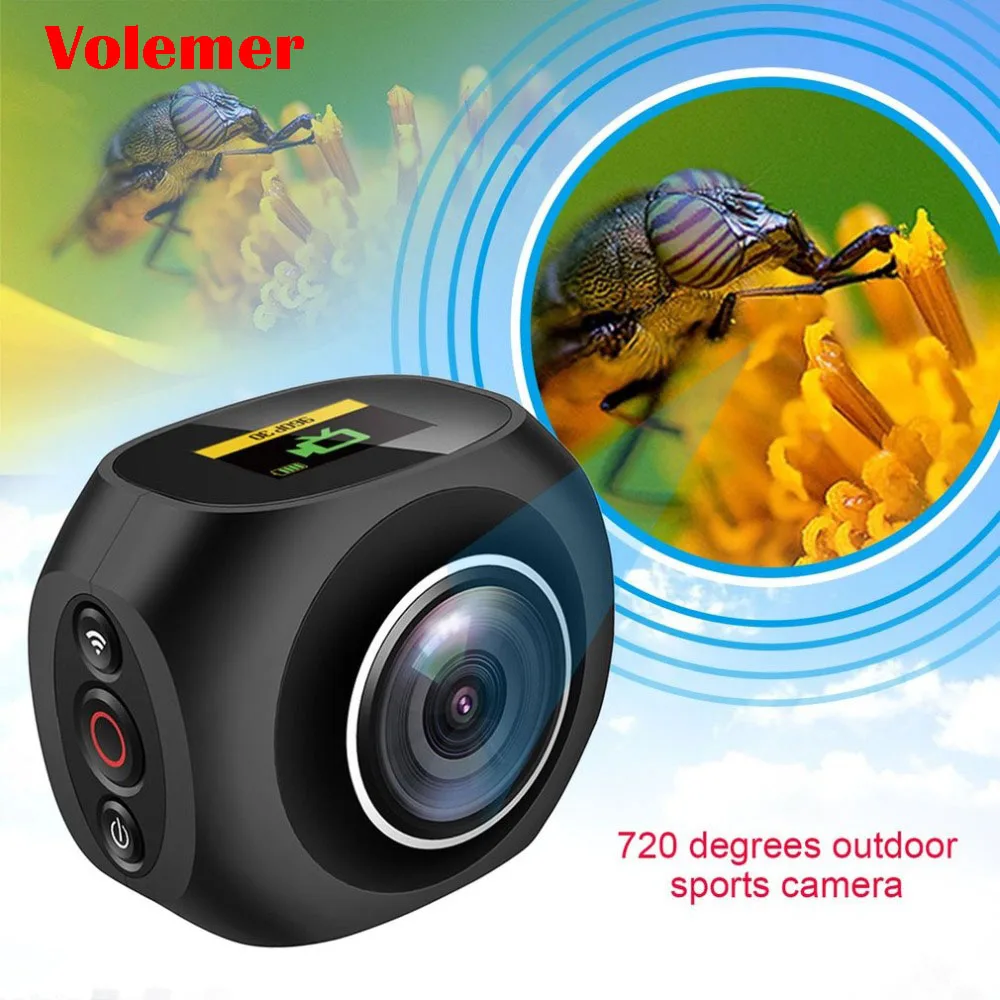 Volemer 360 Degree VR HD 4K Panoramic Video Camera High Resolution Wifi UHD Wide Angle Fish Eye Dual Lens Action Sports Camera (1)