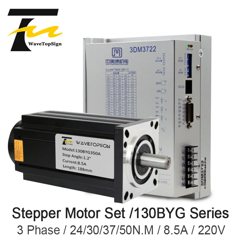 

NEMA52 130BYG Series 3 Phase Stepper motor 24N.M 37N.M 50N.M +Motor Driver 3DM3722