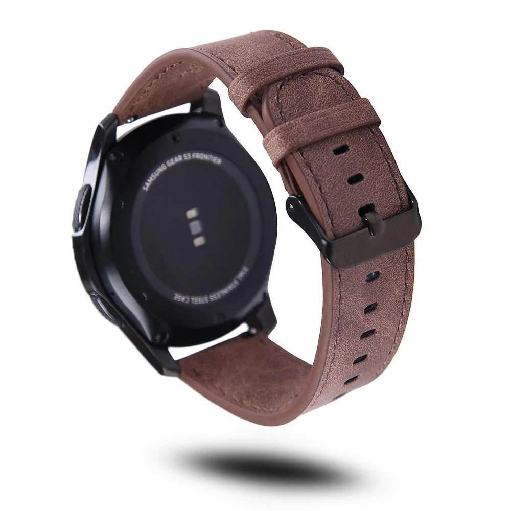 

Brown/Coffee Leather Strap for Samsung Gear S3 Watch Band Crazy Horse Pattern Bracelet for Samsung Galaxy Watch 46mm