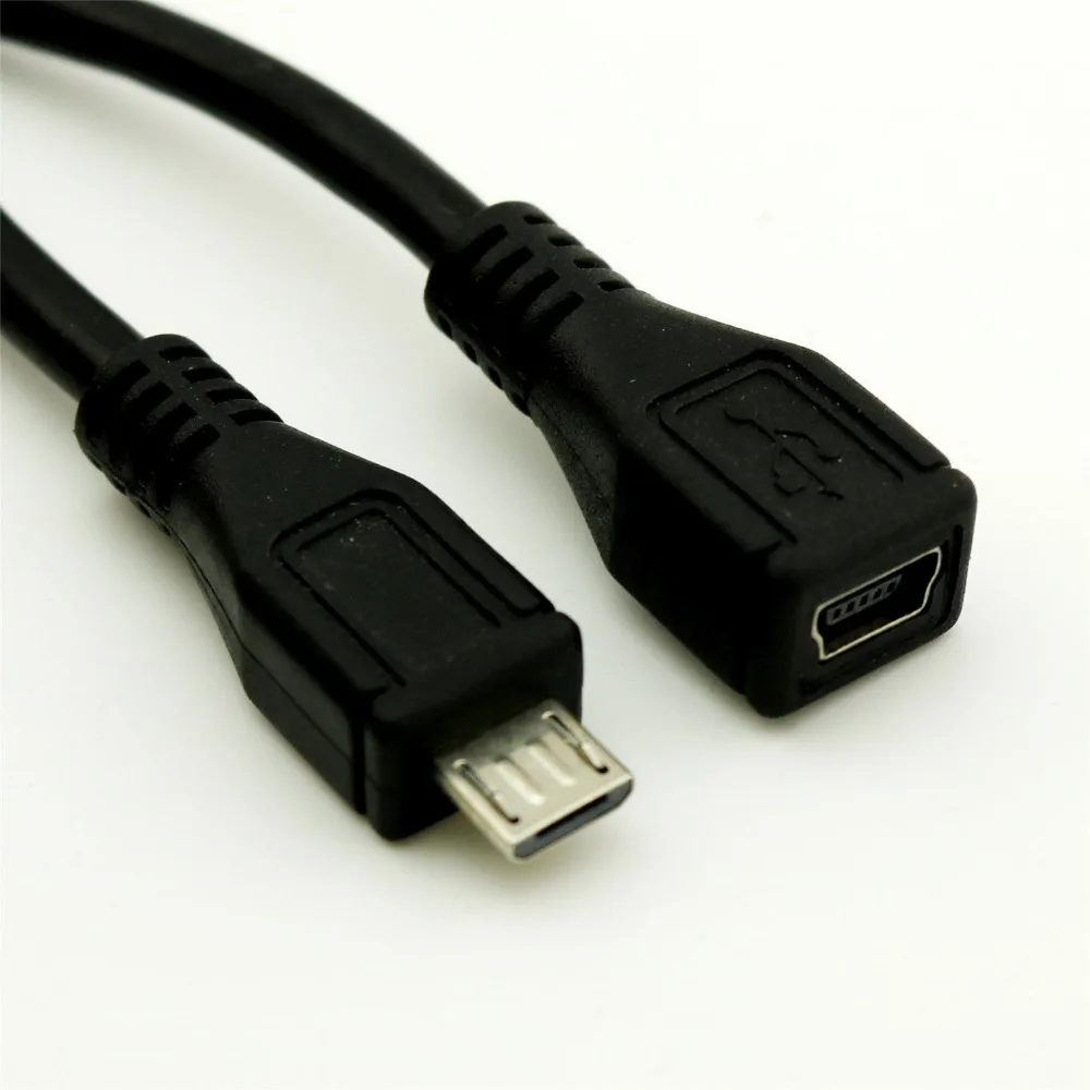 10 قطع usb 2.0 البسيطة b دبوس الإناث إلى مايكرو ذكر كابل بيانات شاحن محول محول 30 سنتيمتر