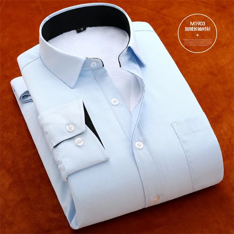 FillenGudd новая зимняя китайская импортная одежда дешевая брендовая мужская деловая термо-рубашка с длинным рукавом высокое качество Саржевые теплые рубашки - Цвет: M1903