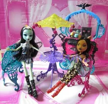 Fashionable For Monster Doll Plastic Travel Accessories Table Chair Bench Umbrella Set Toys Furniture Set For