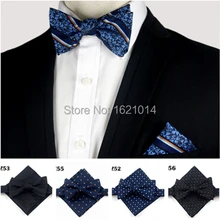 Геометрический в горошек Классический шёлковый жаккардовый тканый мужской галстук-бабочка с карманом квадратный носовой платок комплект с бабочкой