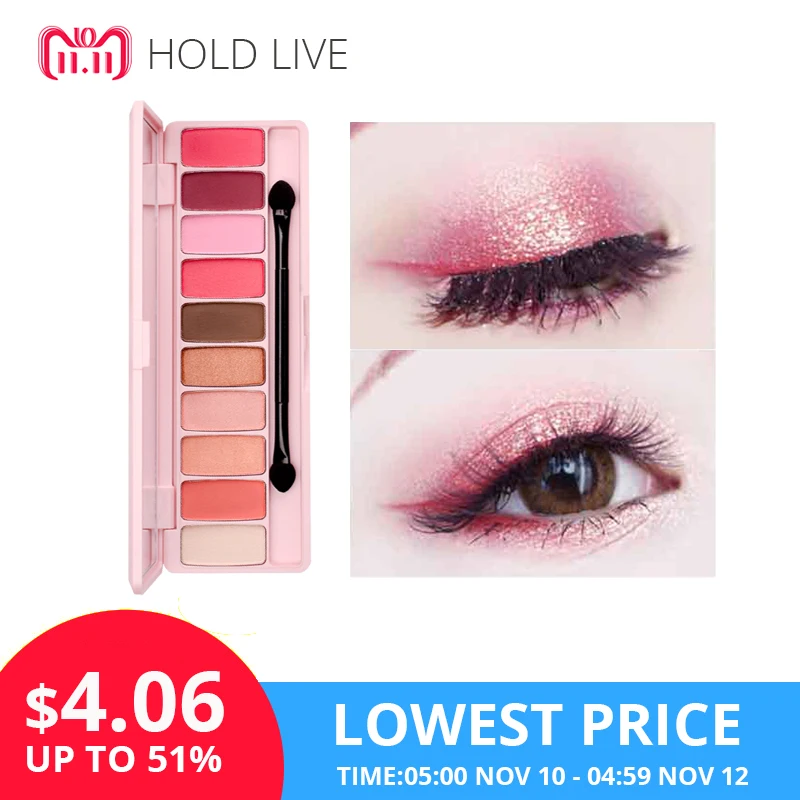 HOLD LIVE Peach Matte Eyeshadow Palette For Red Shadows Korean Makeup Brand Pink Cherry Blossom Glitter Eyes Shadows Palette Kit