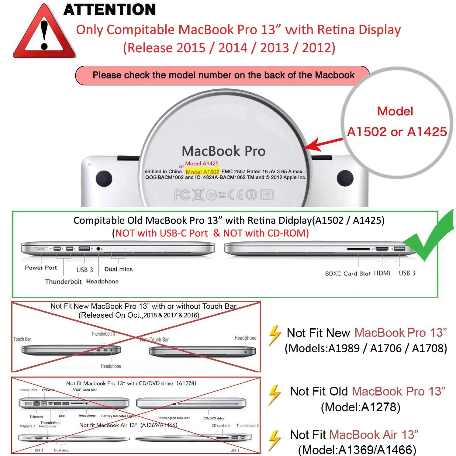 Жесткий чехол накладка с клавиатурой для Apple MacBook Pro 13 дюймов дисплеем Retina A1425 1502