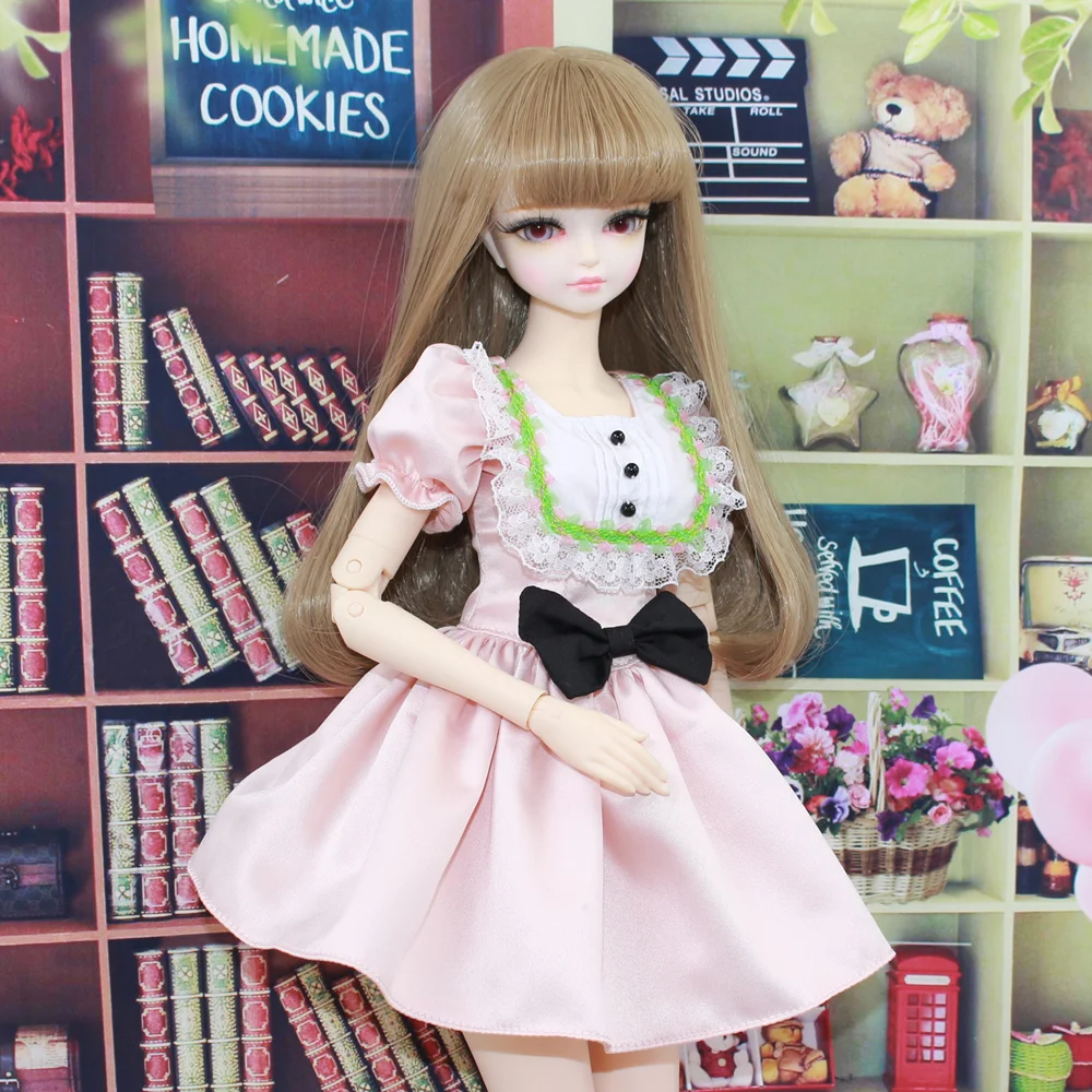 1/4 45 см BJD кукольная одежда розовый черный бант Принцесса костюм платье соединение тела Forturn дней