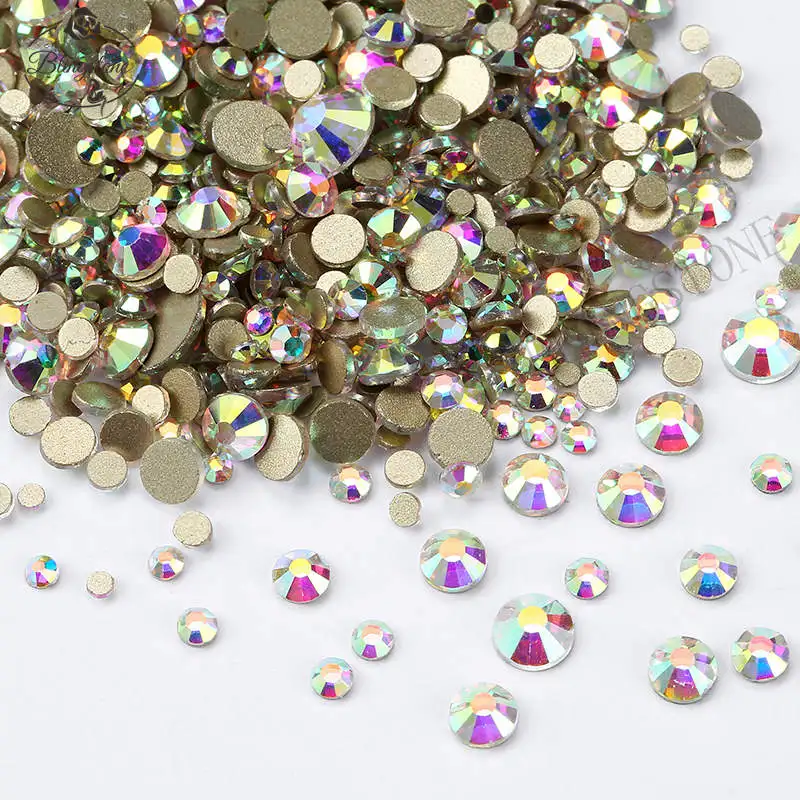 

1440PCS AB Color Nail Rhinestone with Dotting Pen Clear Flat Bottom Multi-size Manicure Nail Art 3D Decoration
