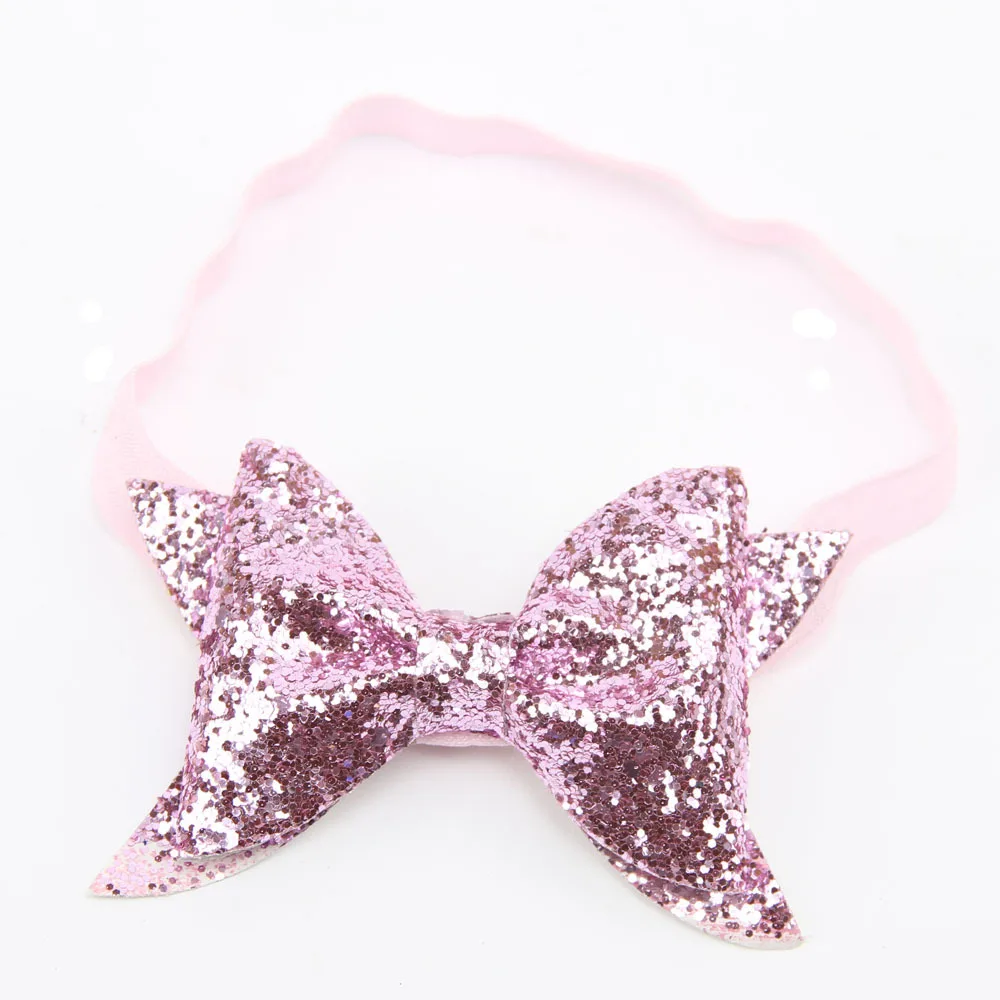 pink Baby Headband Glitter Bow Headband for Children Adult Glitter Fabric Bow Baby Girl Headband