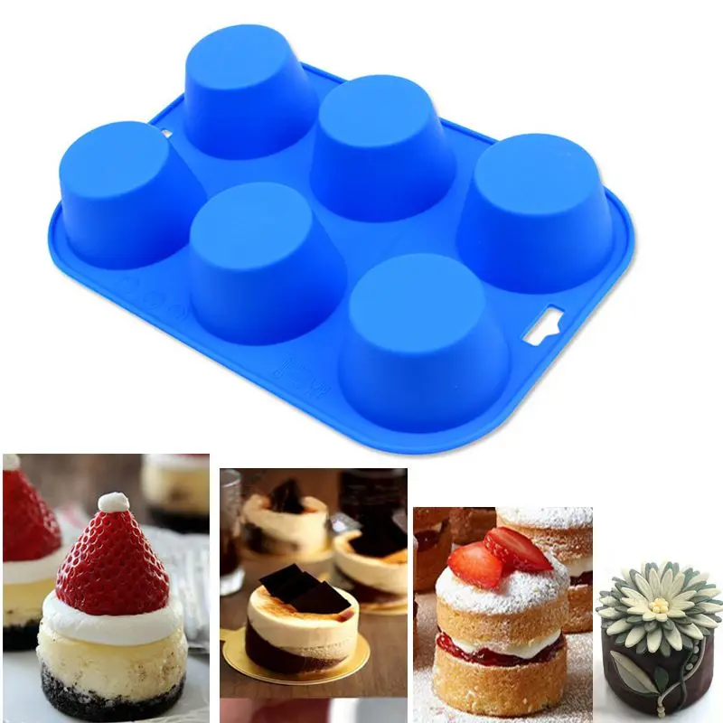 Cake decorating 6 hole Cylinder mousse cake silicone mold pastry
