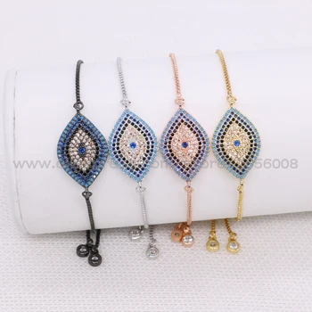 

Metal Ajustable chain Bracelet eye pendant DIY High quality metal bracelet rainbow colors 4Pcs Bracelet Gems jewelry 1621