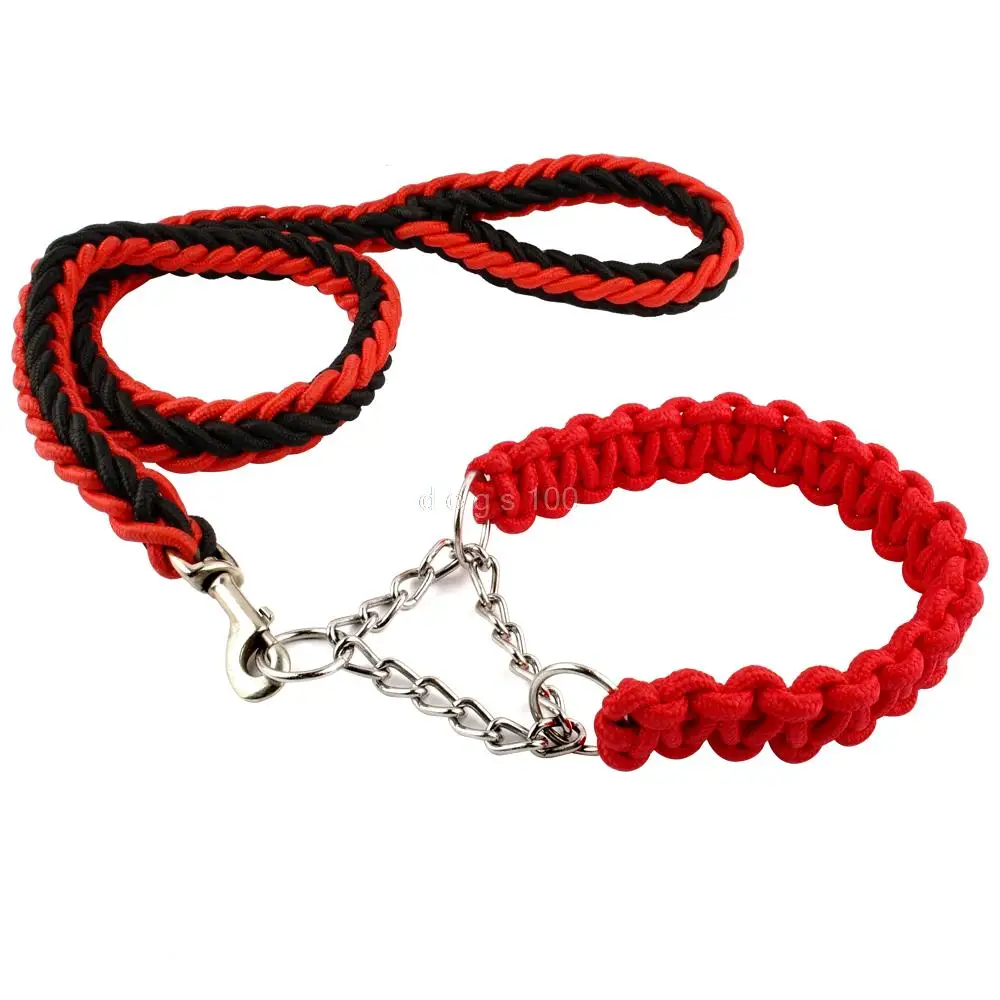 Heavy Duty Martingale Braided Dog Collar With Braided Nylon Dog Coarse