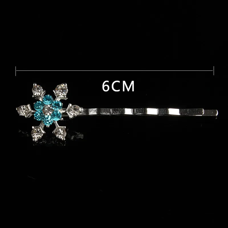 

12 Pcs Bridal Prom Rhinestone Blue Snowflake Hair Clips Bobby Pins Hairpin Barrette