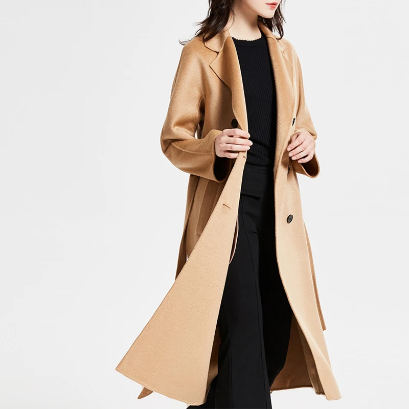 Moiré Caramel light Laine Automne De Qualité Classique Double face Black golden Camel Lâche Pardessus Femelle Hiver Cachemire kXiuTOPwZ