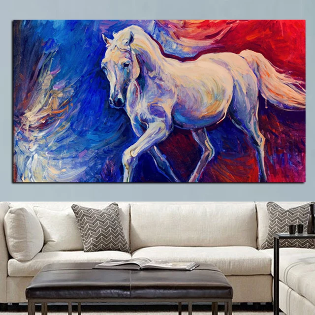 White Horse Abstract Painting Printed on Canvas 3