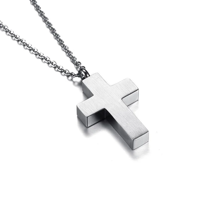 Men's Black Cross Cremation Pendant Necklace for Men Stainless Steel Ashes Urn Keepsake Male Jewelry with 20 inch - Image 3