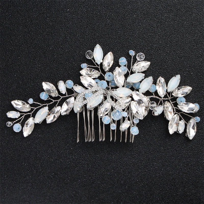 Miallo Blue Opal Crystal Bridal Hair Combs Clips Wedding Hair Accessories Jewelry Fashion Headpiece hair comb,jewelry accessories,hair accessory,hair clip,hair headdress,bridal headwear