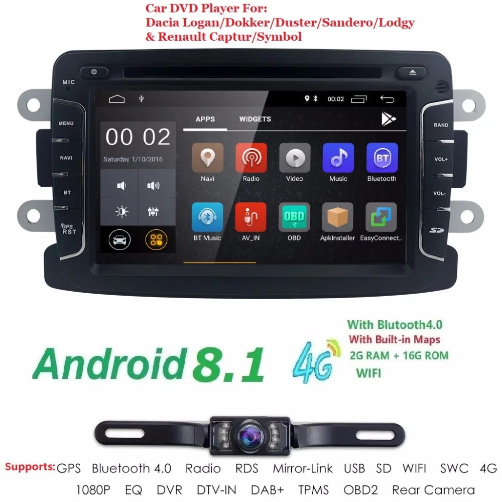 Android8.1 1DIN автомобильный DVD для RENAULT DUSTER LOGAN LADA XRAY SYMBOL DACIA Kaptur DOKKER Автомобильный gps