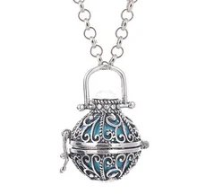 LU YING Mexican Bola Cage Pendant Angel ball new Caller Sounds 16mm Harmony Ball with Chain Necklace Jewelry Gift