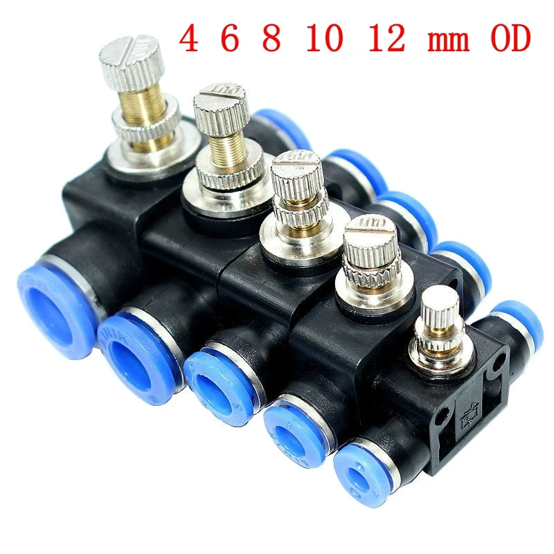 Пневматический клапан управления скоростью 4 6 8 10 12 мм OD|speed control valve|air pneumaticpneumatic flow