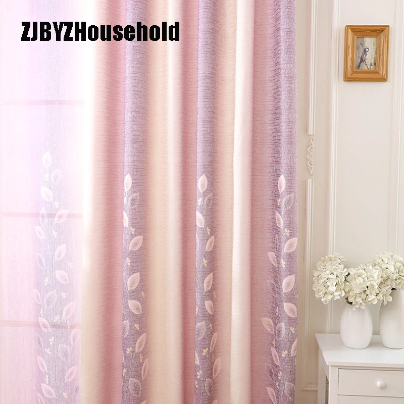 Минималистичный Стиль Хлопок пеньковый розовый небольшой свежий тростниковый лист затенение печать шторы для гостиной спальни затенение