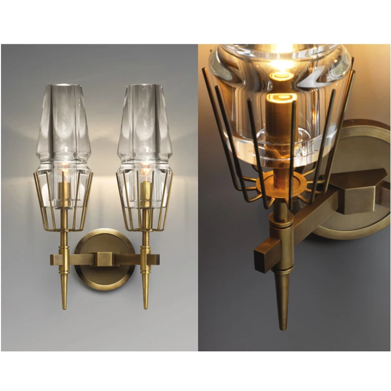 Нордическая Высококачественная медная прикроватная вешалка лампа современная стеклянная спальня гостиная столовая настенная лампа