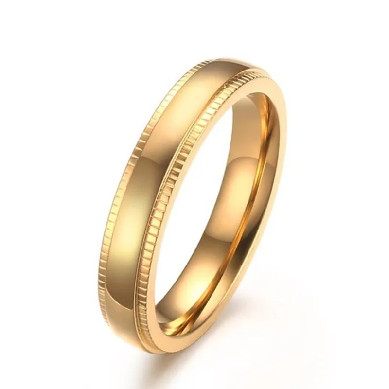 4MM stainless steel embossed ring Wedding Band Engagement Rings for