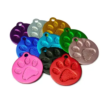 

Wholesale 100pcs Personalized Custom Cute Engraved Round Paw Aluminium Alloy Pet Dog Necklace ID Tag For Dog Pets Collar Ring
