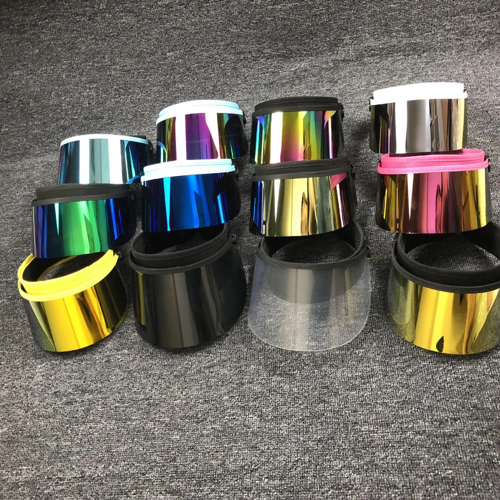 

New Summer Unisex Clear Plastic PVC Empty Top Hat Laser Sun Visor Mask Hat Sunglasses Beach Caps UV Protection