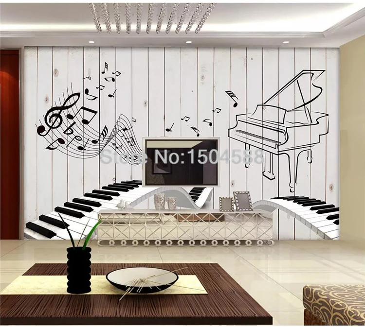 На заказ любой размер Настенные обои 3D Ручная роспись деревянная доска Пианино музыкальный символ фото настенные фрески детская спальня Гостиная Фреска