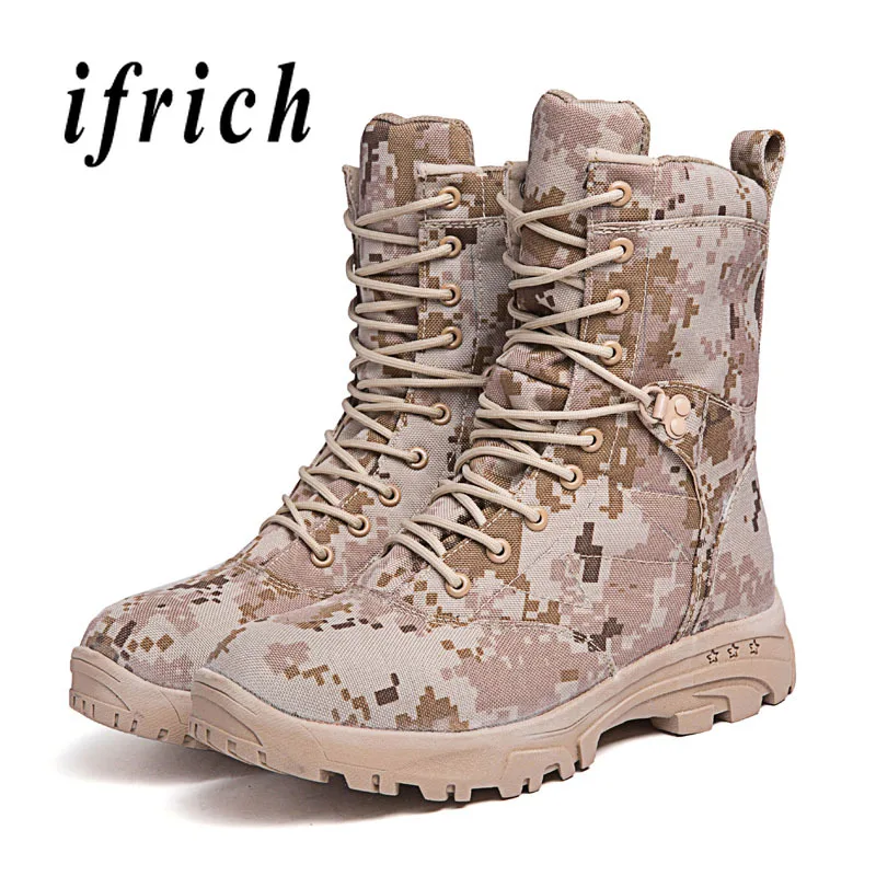 

Large Size Men's Camouflage Boots Size 38-46 Mans Winter Fur Boots Lace Up Military Combat Boots Rubber Bottom Tactical Shoes