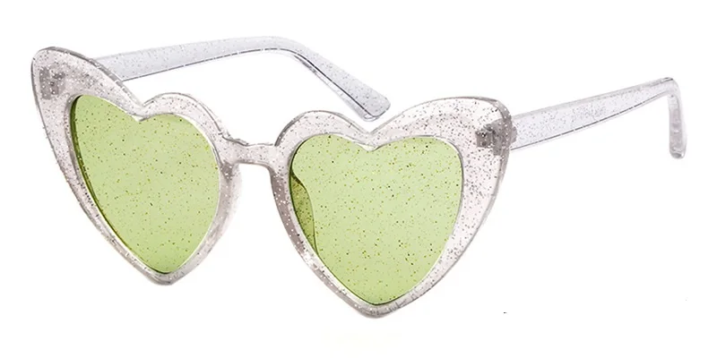 Новинка, модные женские солнцезащитные очки с сердечком, блестящие линзы, яркие цветные очки, Классическая кристальная оправа Kurt Cobain UV400