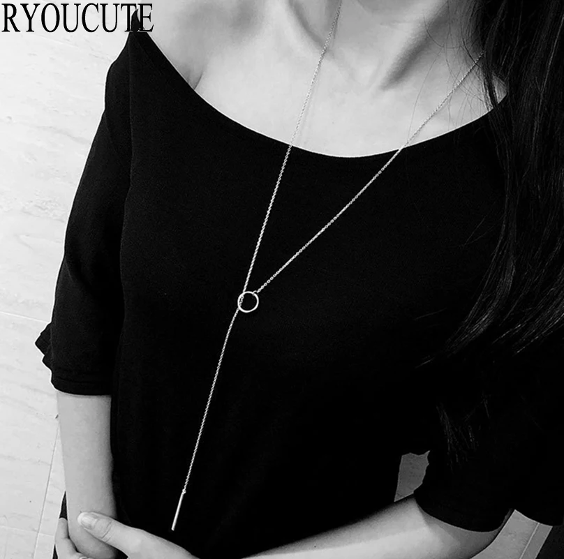 Новое поступление 925 стерлингового серебра длинный круг ожерелья с подвесками для женщин Свадебные украшения