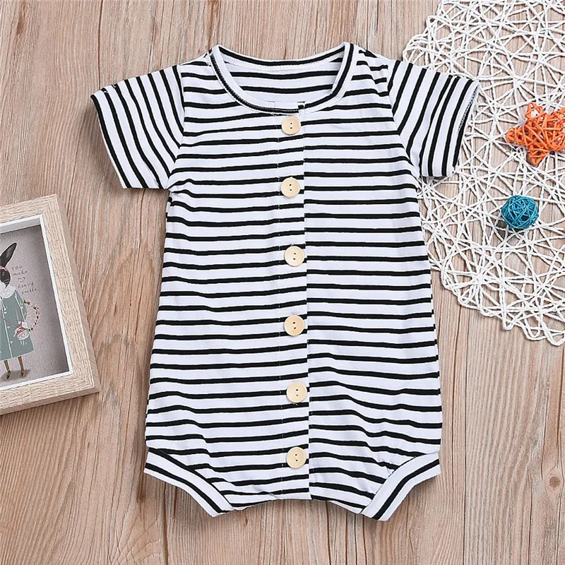 The new fashion cute design Newborn Infant Baby Girl Short Sleeve Striped Romper Jumpsuit Outfits Clothes  (12)