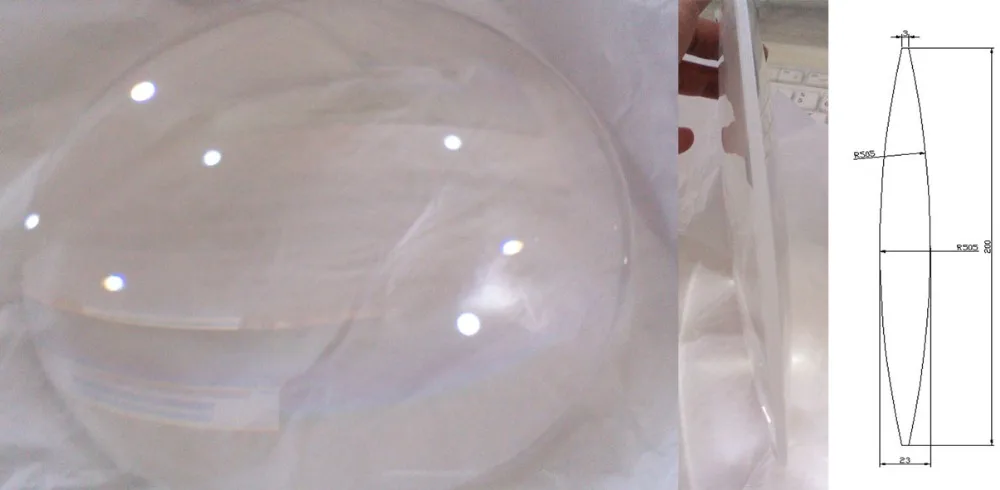 Diameter 200mm double convex lens,biconvex lens for