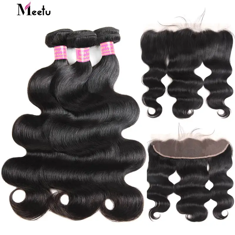 

Meetu Body Wave Bundles with Frontal Malaysian Hair Bundles with Frontal Closure Non Remy Human Hair Bundles with Frontal Lace
