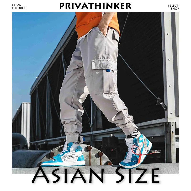 Privathinker, мужские уличные брюки карго, одежда, мужские цветные шаровары, мужские весенние штаны для бега в стиле хип-хоп, спортивные штаны - Цвет: Grey(Asian Size)