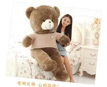 stuffed toy huge 160cm khaki sweater brown teddy bear plush toy doll soft hugging pillow birthday gift Xmas gift d2017