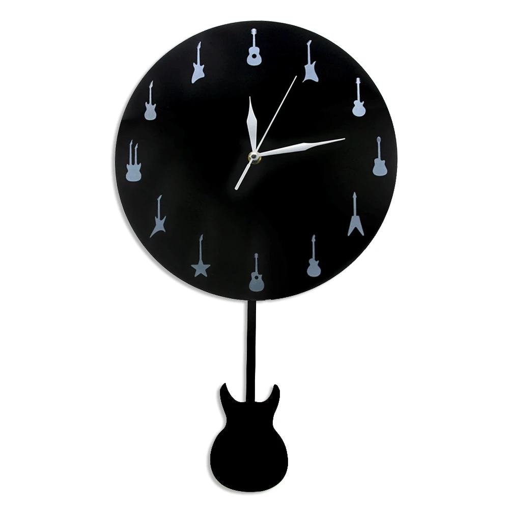 photo Pendulum Wall Clock Gif modern guitar wall clock with swinging guitar pendulum music studio decorative clock watch wall art music lover guitarist gift