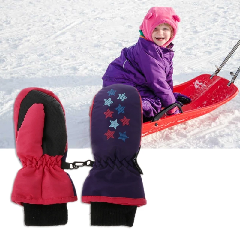 

Baby Winter Waterproof Mittens Boy Girl Kids Children Thickening Warm anti-lost buckle Ski Gloves kids mittens