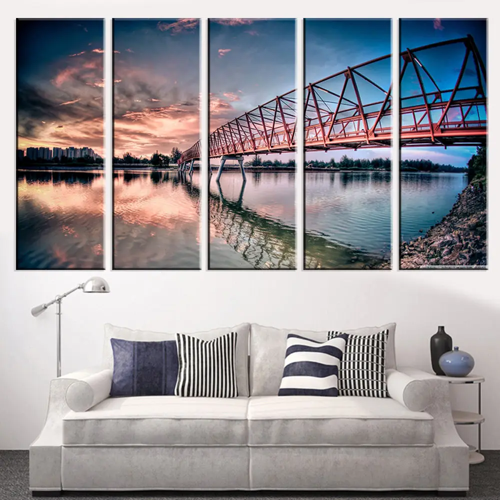 5 Panel No Frame Famous Bridge Wall Art Decorative Picture Painting