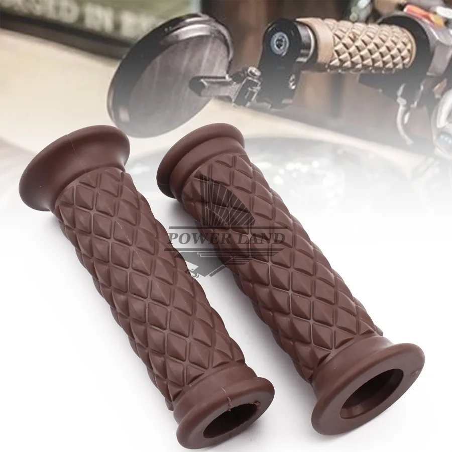 Brown 7/8'' Retro Vintage Hand Grip Handlebar for Honda Suzuki Kawasaki