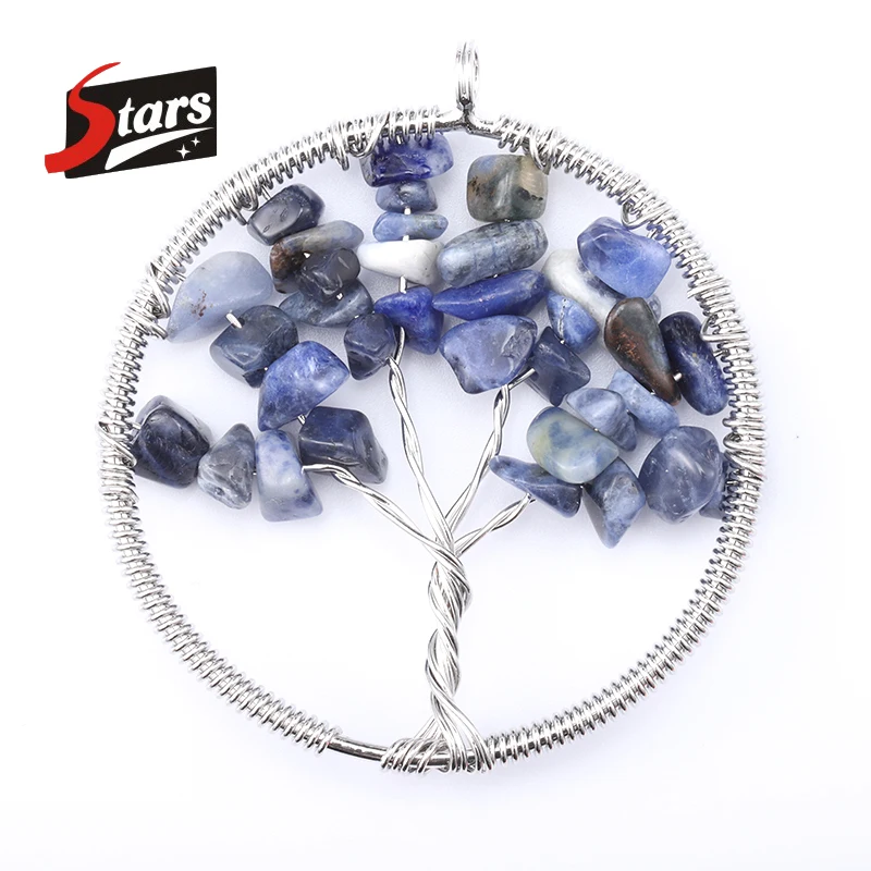 

Singreal Sodalite Natural Stones Tree of Life Pendant Necklace for Women Handmade Necklaces Pandent Reiki Costume Jewelry