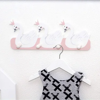 

Nordic Children Room Decorative Wall Shelves Wood Shelves Coat Rack Wall Hanging Shelf Hooks Star Swan Decor Display Organizer